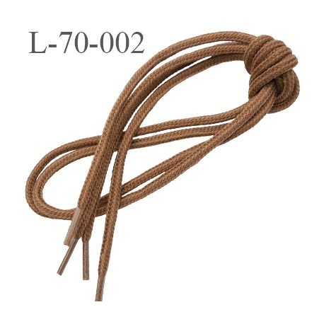 Lacet rond 70 cm couleur marron clair noisette diamètre 4 mm longueur 70 cm embout plastique transparent prix pour une paire