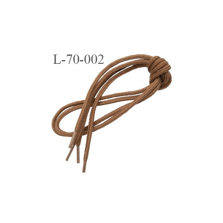 Lacet rond 70 cm couleur marron clair noisette diamètre 4 mm longueur 70 cm embout plastique transparent prix pour une paire