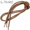 Lacet rond 70 cm couleur marron clair noisette diamètre 4 mm longueur 70 cm embout plastique transparent prix pour une paire