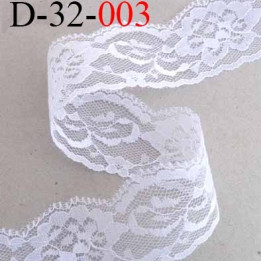 Dentelle 32 mm synthétique couleur blanc motif fleur largeur 32 mm   prix au mètre
