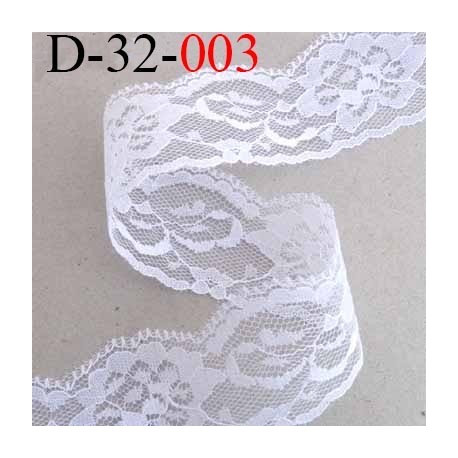 Dentelle 32 mm synthétique couleur blanc motif fleur largeur 32 mm prix au mètre