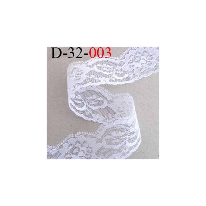 Dentelle 32 mm synthétique couleur blanc motif fleur largeur 32 mm   prix au mètre