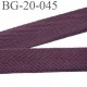 Biais sergé 20 mm 100 % coton couleur prune ou lie de vin largeur 20 mm souple et très doux prix au mètre