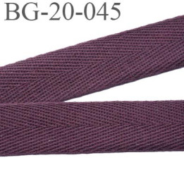 Biais sergé 20 mm 100 % coton couleur prune ou lie de vin largeur 20 mm  souple et très doux prix au mètre