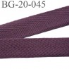 Biais sergé 20 mm 100 % coton couleur prune ou lie de vin largeur 20 mm souple et très doux prix au mètre