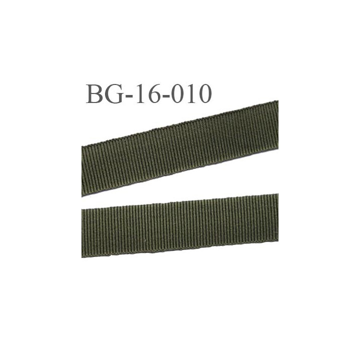 galon 16 mm gros grain  synthétique couleur vert kaki largeur 16 mm prix au mètre
