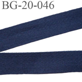 Biais sergé 20 mm 100 % coton couleur bleu marine largeur 20 mm  souple et très doux prix au mètre