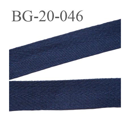 Biais sergé 20 mm 100 % coton couleur bleu marine largeur 20 mm souple et très doux prix au mètre