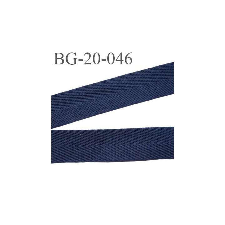 Biais sergé 20 mm 100 % coton couleur bleu marine largeur 20 mm  souple et très doux prix au mètre