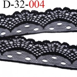 Dentelle 32 mm couleur noir synthétique largeur entre 32 mm et 37 mm prix au mètre