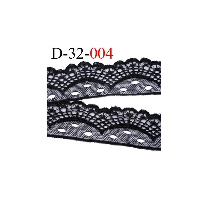 Dentelle 32 mm couleur noir synthétique largeur 32 mm prix au mètre