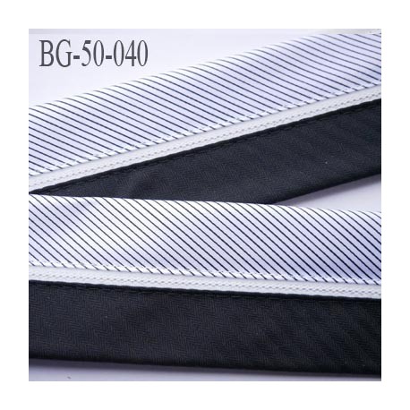 galon ruban 50 mm ganse rehausse couleur noir écru et gris argenté satin haut de gamme prix au mètre