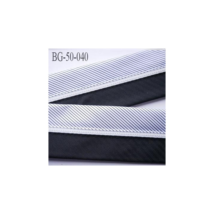 galon ruban 50 mm ganse rehausse couleur noir écru et gris argenté satin  haut de gamme prix au mètre