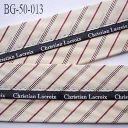 sangle biais ruban CHRISTIAN LACROIX couleur beige doré  et noir largeur 5 cm souple vraiment hyper solide incassable