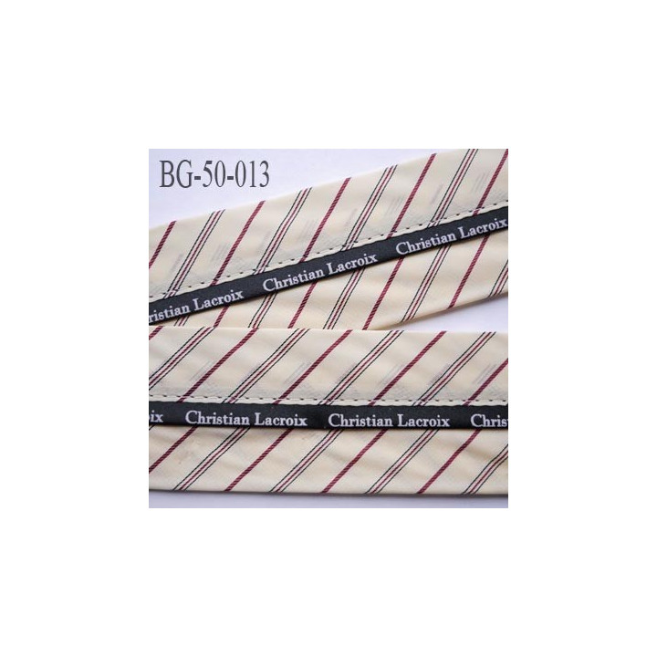 sangle biais ruban CHRISTIAN LACROIX couleur beige doré  et noir largeur 5 cm souple vraiment hyper solide incassable