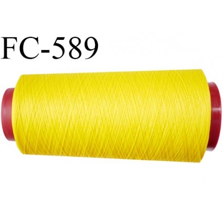 Cone de fil mousse polyester fil n°160 couleur jaune longueur 2000 mètres bobiné en France