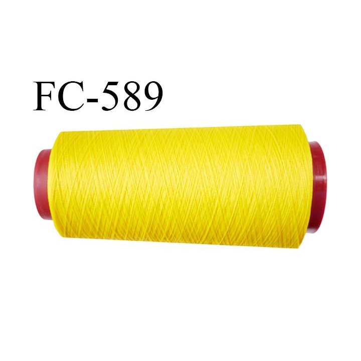 Cone de fil mousse  polyester fil n°160 couleur jaune  longueur 5000 mètres bobiné en France