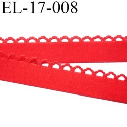 Elastique picot largeur 17 mm largeur de bande 13 mm + picot 4 mm couleur rouge 80% polyamide 20% elastane prix au mètre