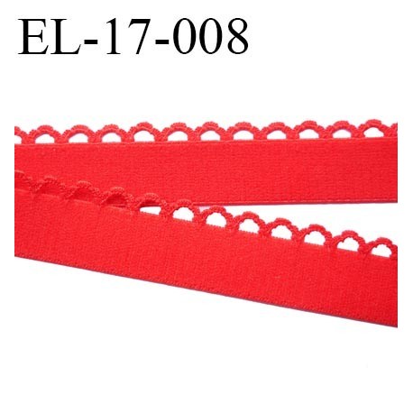 Elastique picot largeur 17 mm largeur de bande 13 mm + boucle 4 mm couleur rouge 80% polyamide 20% elastane prix au mètre