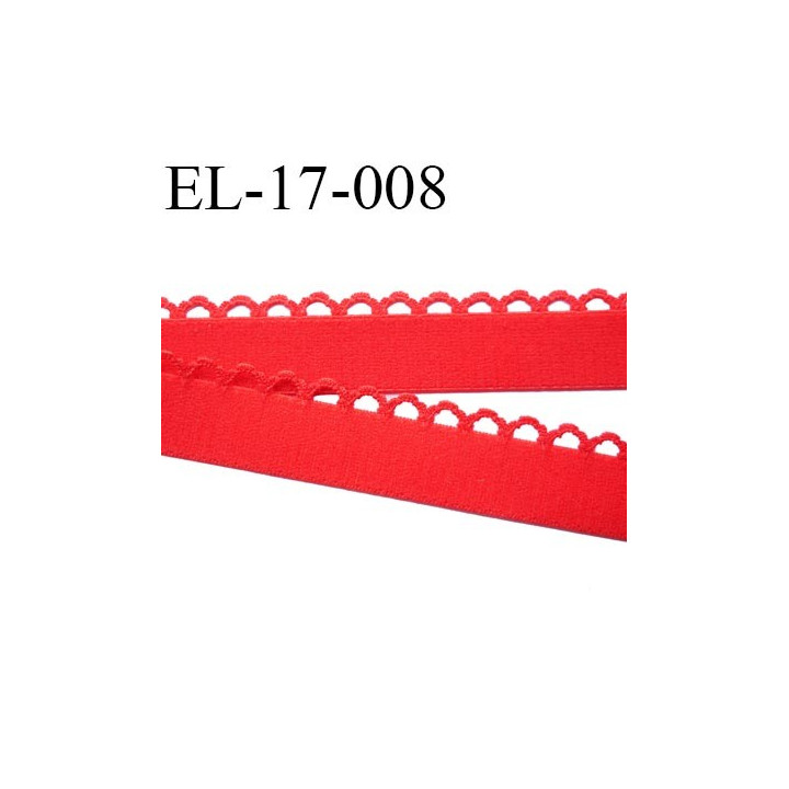 Elastique picot largeur 17 mm largeur de bande 13 mm + boucle 4 mm couleur rouge 80% polyamide 20% elastane prix au mètre