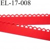 Elastique picot largeur 17 mm largeur de bande 13 mm + boucle 4 mm couleur rouge 80% polyamide 20% elastane prix au mètre