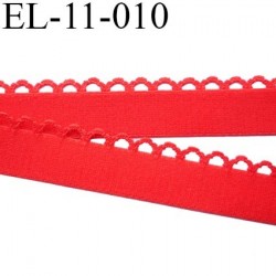 Elastique picot largeur 11 mm largeur de bande 11 mm + picot 4 mm couleur rouge 80% polyamide 20% elastane prix au mètre