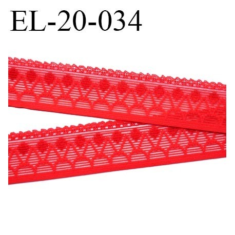 Elastique 20 mm picot style dentelle lingerie couleur rouge largeur 20 mm 80% polyamide 20% elastane prix au mètre