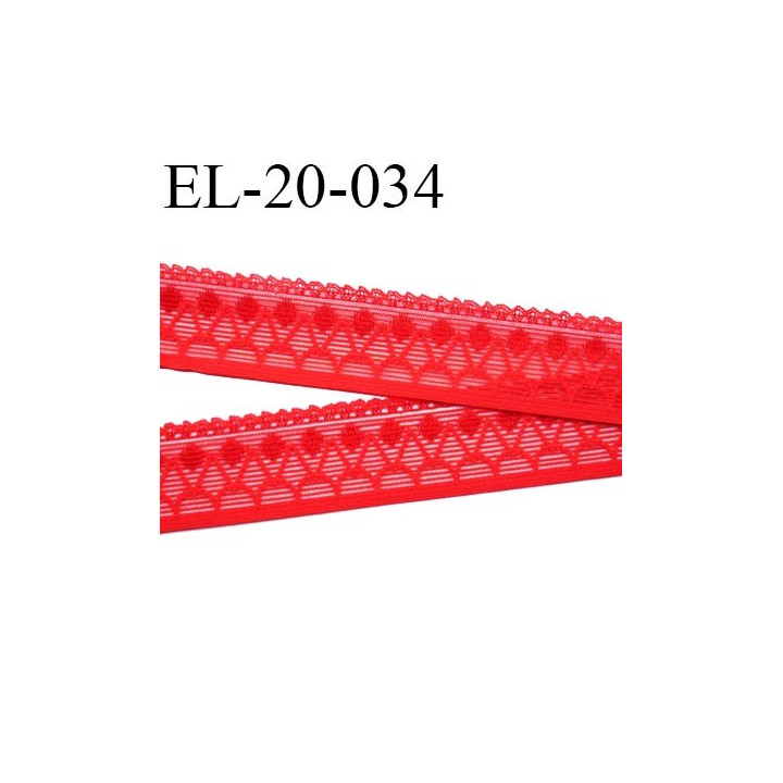 Elastique 20 mm picot style dentelle lingerie couleur rouge largeur 20 mm 80% polyamide 20% elastane prix au mètre