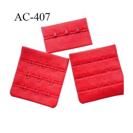 Agrafe attache 55 mm de soutien gorge 3 rangés 3 crochets largeur 51 mm hauteur 53 mm couleur rouge vif