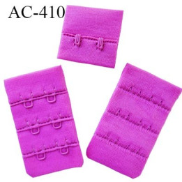 Agrafe attache 32 mm  de soutien gorge 3 rangés 2 crochets largeur 32mm hauteur 55 mm couleur pivoine