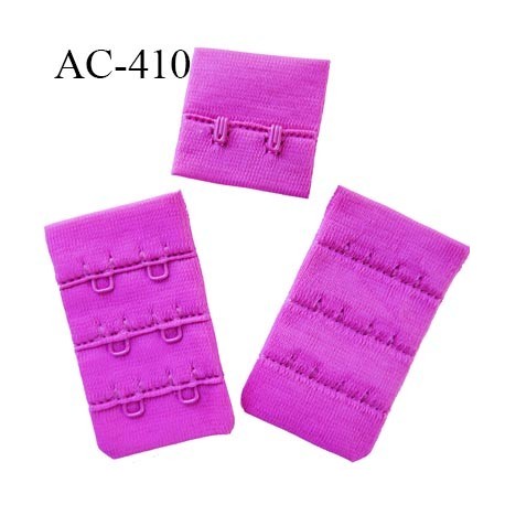 Agrafe attache 32 mm de soutien gorge 3 rangés 2 crochets largeur 32mm hauteur 55 mm couleur pivoine