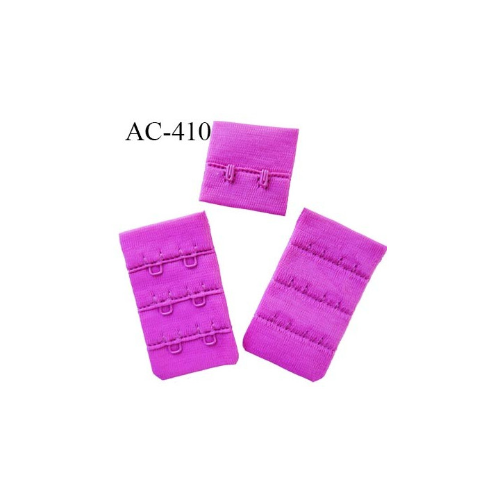 Agrafe attache 32 mm  de soutien gorge 3 rangés 2 crochets largeur 32mm hauteur 55 mm couleur pivoine