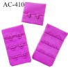 Agrafe attache 32 mm de soutien gorge 3 rangés 2 crochets largeur 32mm hauteur 55 mm couleur pivoine