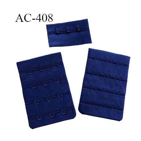 AC-408 Agrafe attache 50 mm rallonge extension de soutien gorge 4 rangés 4 crochets largeur 50 mm hauteur 73 mm couleur marine