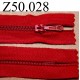 fermeture éclair longueur 50 cm couleur rouge non séparable zip nylon largeur 2.5 cm
