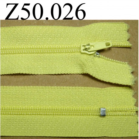 fermeture éclair longueur 50 cm couleur jaune non séparable zip nylon largeur 2.5 cm