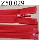 fermeture éclair longueur 50 cm invisible couleur rouge séparable zip nylon largeur 2.6 cm