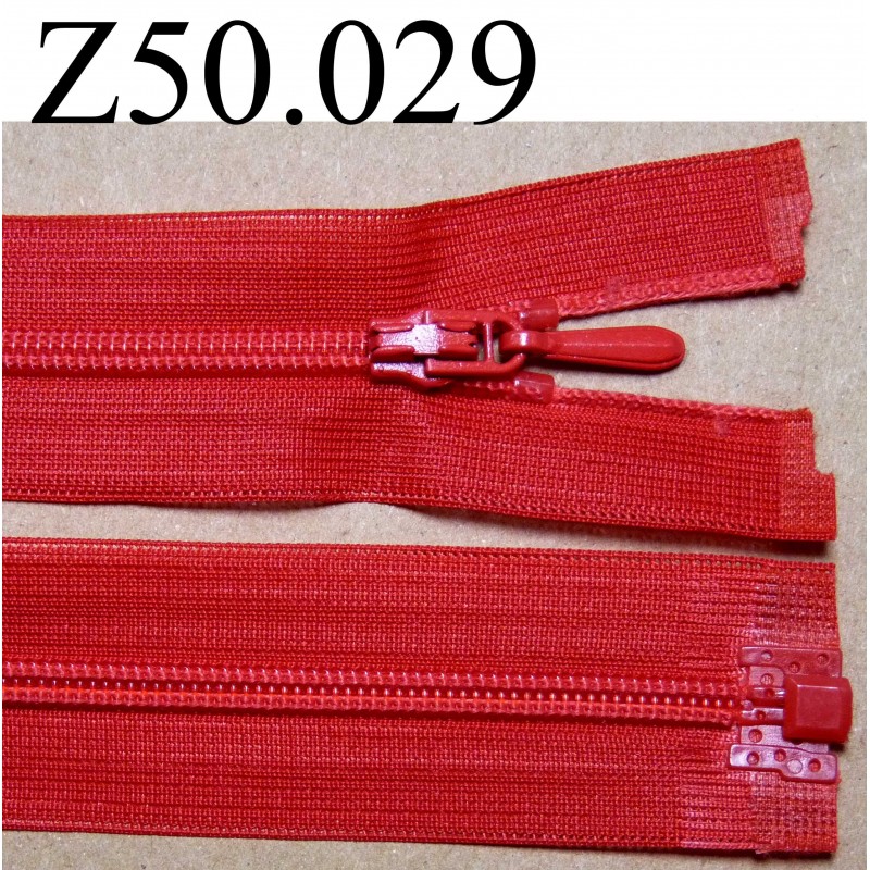 fermeture zip longueur 50 cm invisible couleur rouge séparable zip nylon  largeur 2.6 cm