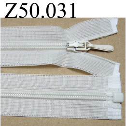 fermeture éclair longueur 50 cm invisible couleur blanc cassé crème  séparable zip nylon largeur 2.5 cm