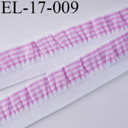 Elastique froufrou picot largeur 17 mm largeur de bande 6 mm + fronce 11 mm couleur blanc et rose prix au mètre