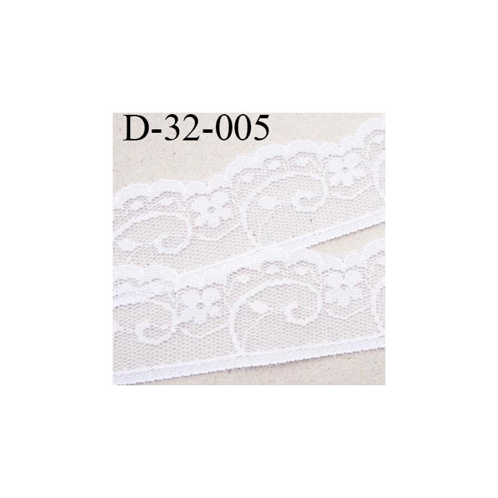 Dentelle 32 mm synthétique couleur blanc motif fleur