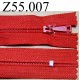 fermeture éclair longueur 55 cm couleur rouge non séparable zip nylon largeur 2.5 cm