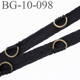 biais sergé galon ruban couleur noir largeur 10 mm avec étrier laiton vieilli vendu au mètre