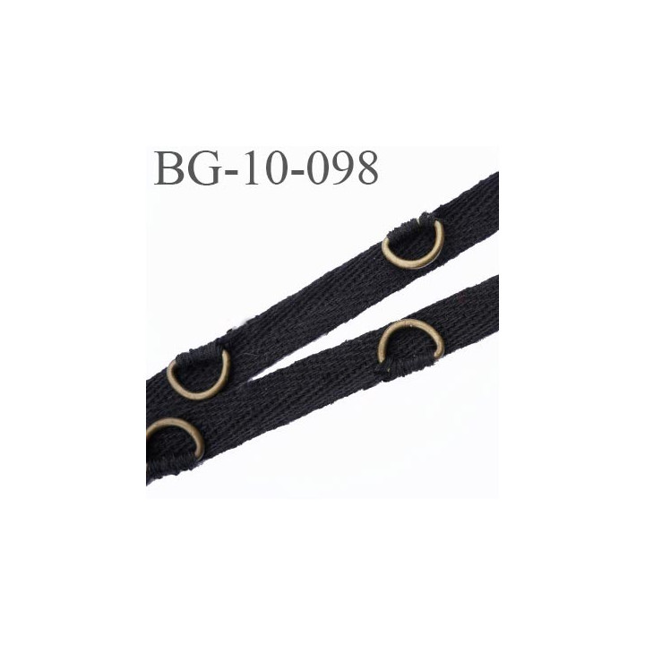 biais sergé galon ruban couleur noir largeur 10 mm avec étrier laiton vieilli vendu au mètre