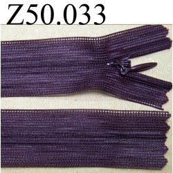 fermeture zip longueur 50 cm invisible couleur prune non séparable zip nylon largeur 2.4 cm