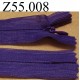 fermeture éclair longueur 55 cm invisible couleur violet non séparable zip nylon largeur 2.4 cm