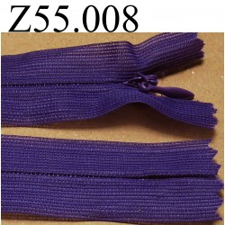 fermeture éclair longueur 55 cm invisible couleur violet non séparable zip nylon largeur 2.4 cm