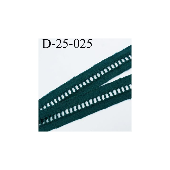 dentelle entre deux galon broderie anglaise 100 % coton vert canard 25 mm