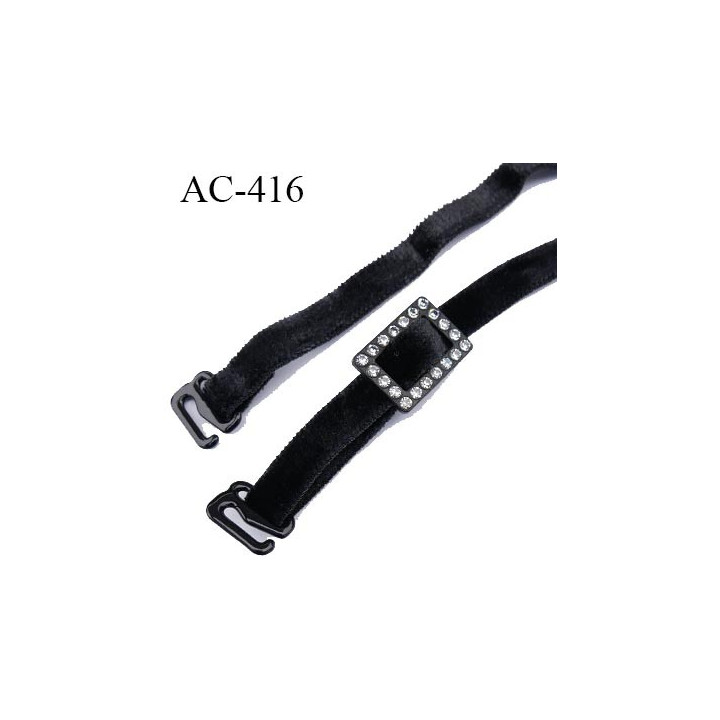 AC-416 bretelle 08 mm lingerie SG couleur noir en velour  longueur 35 cm prix à la pièce