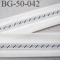 BG-50-042 galon ruban 50 mm ganse réhausse couleur écru blanc et gris haut de gamme prix au mètre